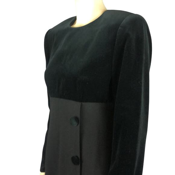 Vintage Kasper ASL Black Velvet Dress with velvet front buttons size 8 p - Picture 7 of 12